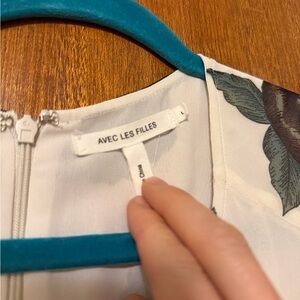 Avec Les Filles White Dress with Floral Accents